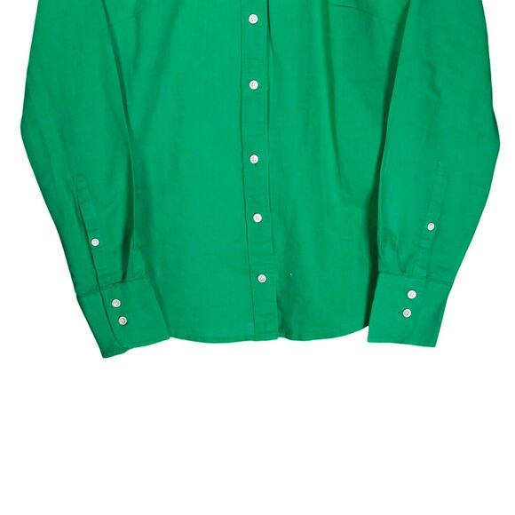 J. Crew Women's Shirt Button Up Green Linen Cotton Blouse Preppy Perfect Top 4 - Picture 5 of 8